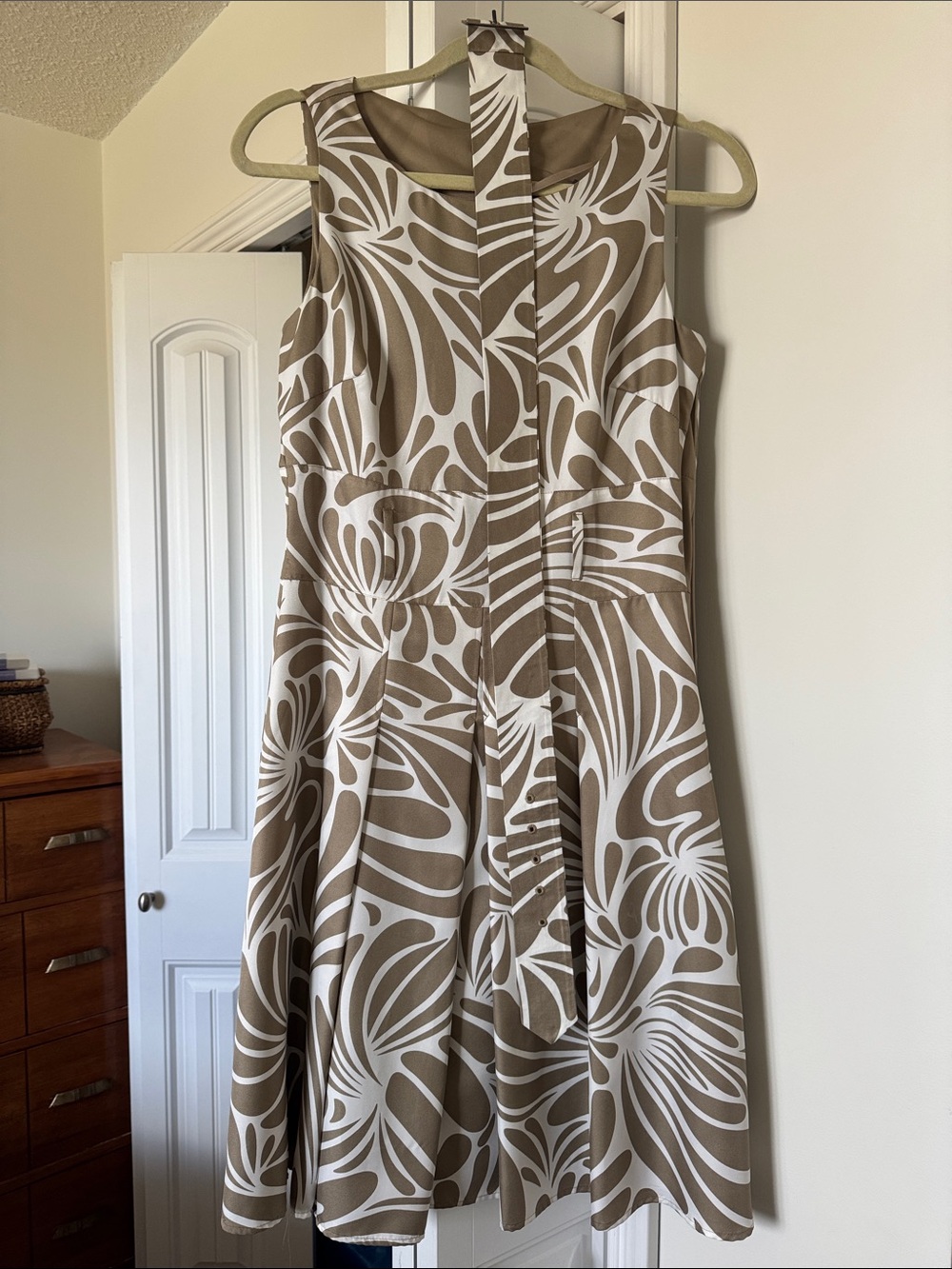 Esprit Beige and White Floral Midi Dress
